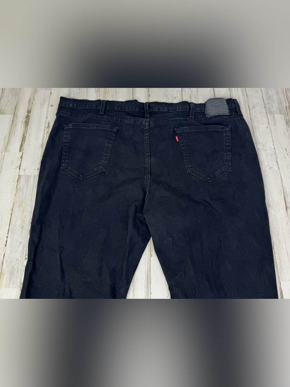 Levis 541 Jeans Mens 50x29 Black Relaxed Fit Straight Leg Denim Classic - Picture 10 of 11
